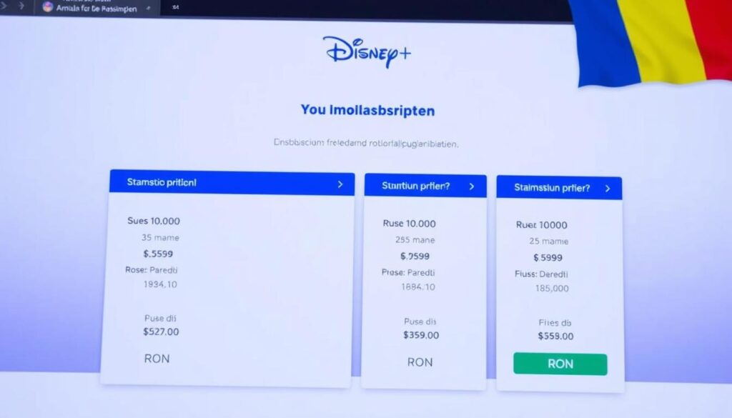 Disney Plus Website mit rumänischen Preisen