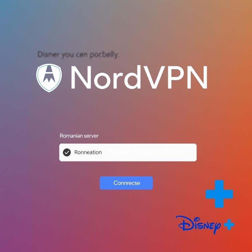 NordVPN Logo und Interface mit Rumänien-Server für Disney Plus NordVPN Logo und Interface mit Rumänien-Server für Disney Plus