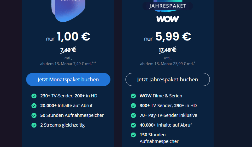 Waipu.tv Comfort 1 Jahr kostenlos