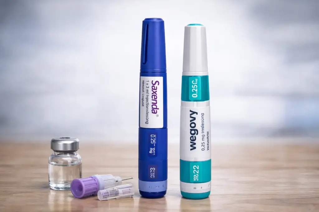 Vergleichstabelle Saxenda oder Wegovy mit Wirkstoff Kosten und Anwendung