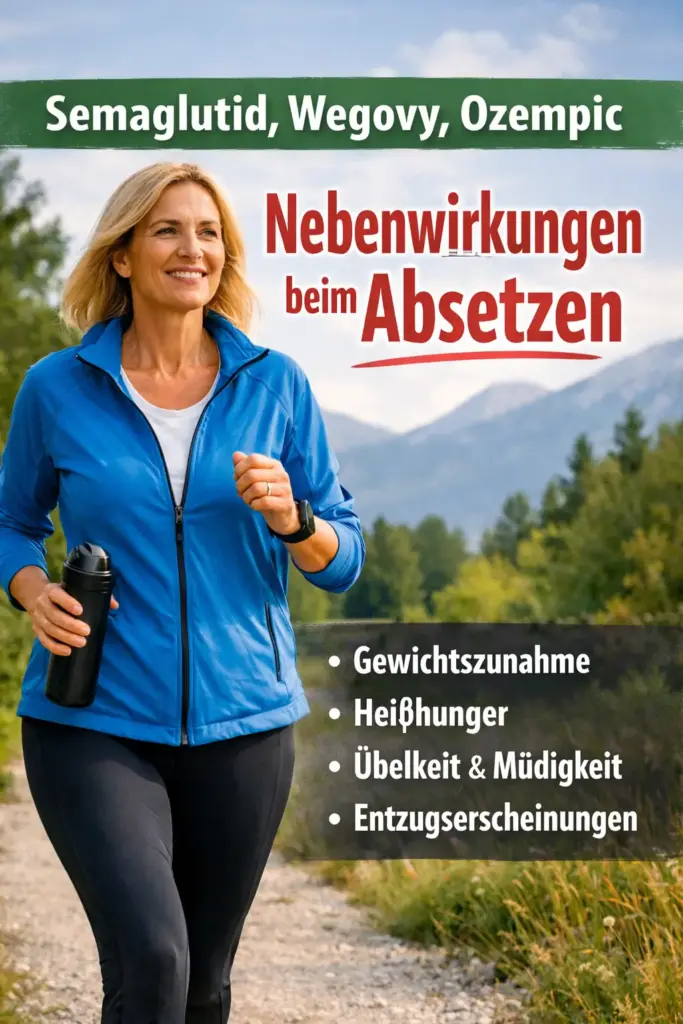 Abnehmspritze absetzen: 7 Nebenwirkungen & der richtige Weg Sportspaziergang im Freien Semaglutid Wegovy Ozempic Nebenwirkungen beim Absetzen