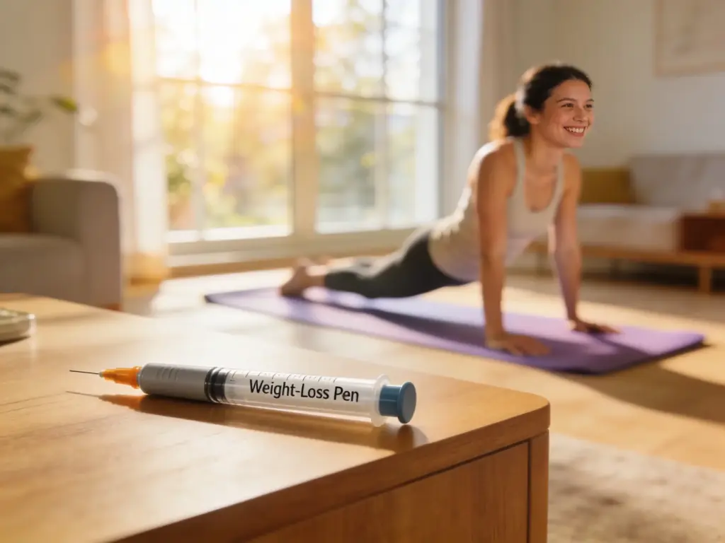 Abnehmspritze Sport Kombination – Frau beim Training