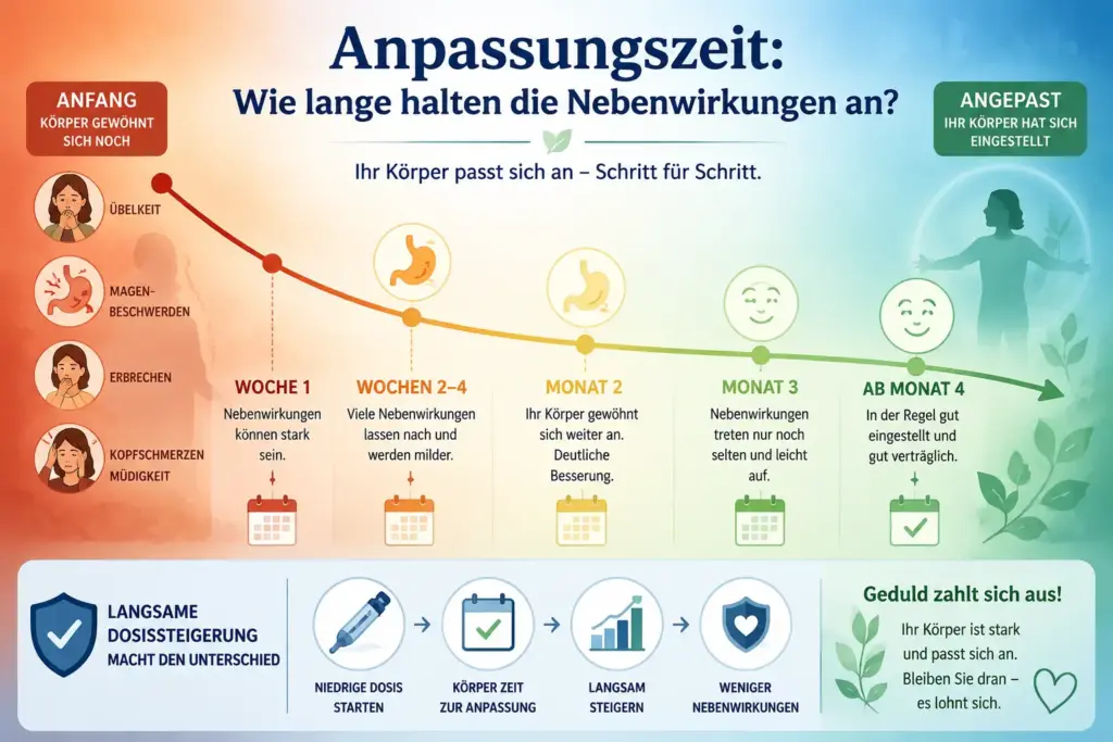 Dauer der Nebenwirkungen und Anpassung des Körpers an Wegovy